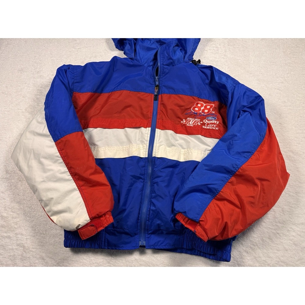 Vintage Dale‎ Jarrett 88 NASCAR Racing Jacket Mens Large Blue Ford Quality Care